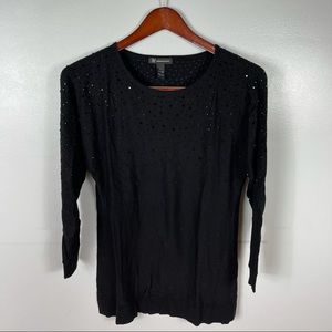 INC Black Sequin Top Sweater Size Large